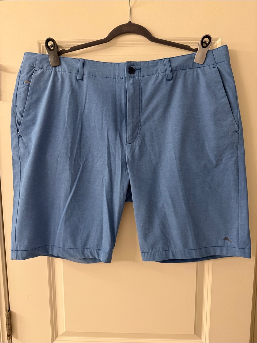 Tommy Bahama Light Blue Flat-Front Stretch Shorts